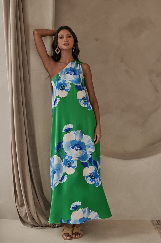 Glena Floral One Shoulder Maxi Dress