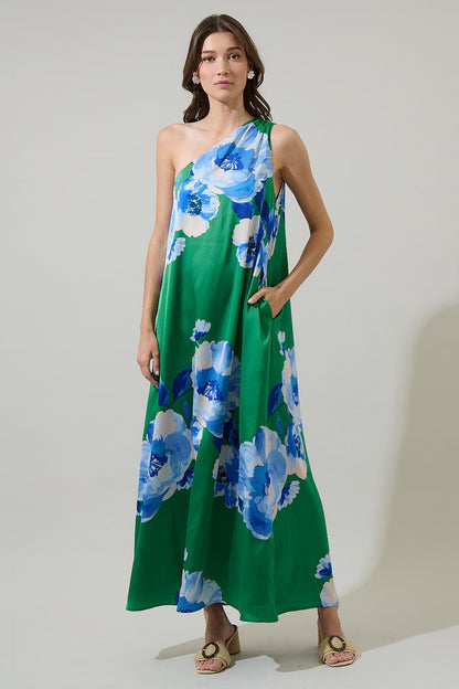 Glena Floral One Shoulder Maxi Dress