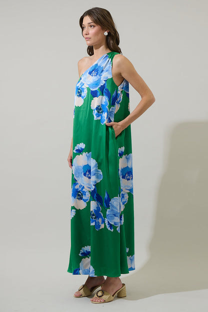 Glena Floral One Shoulder Maxi Dress