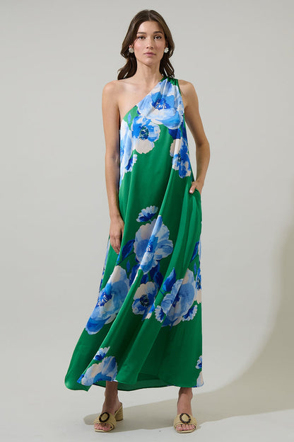 Glena Floral One Shoulder Maxi Dress