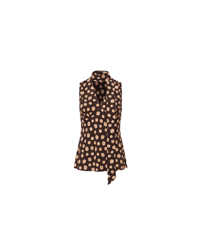 GLORIA SLEEVELESS TOP BROWN DITZY