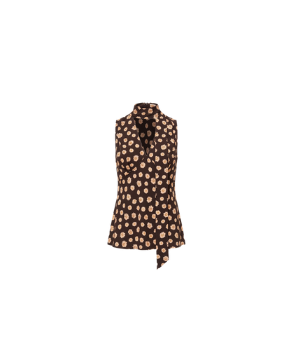 GLORIA SLEEVELESS TOP BROWN DITZY