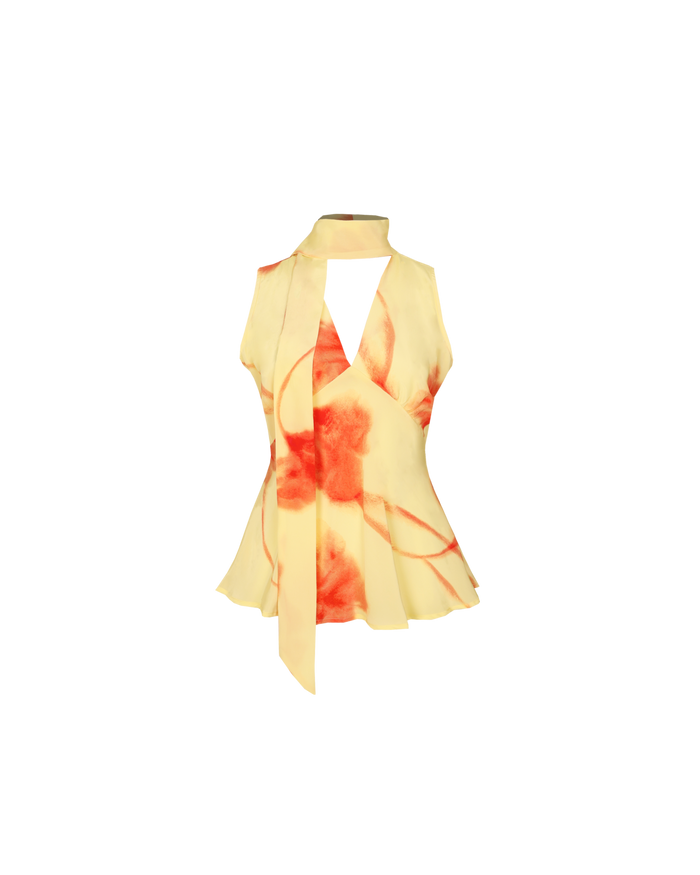 GLORIA SLEEVELESS TOP TEQUILA SUNRISE FLORAL