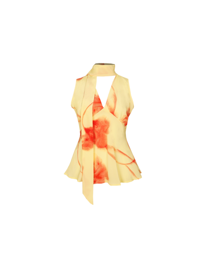 GLORIA SLEEVELESS TOP TEQUILA SUNRISE FLORAL