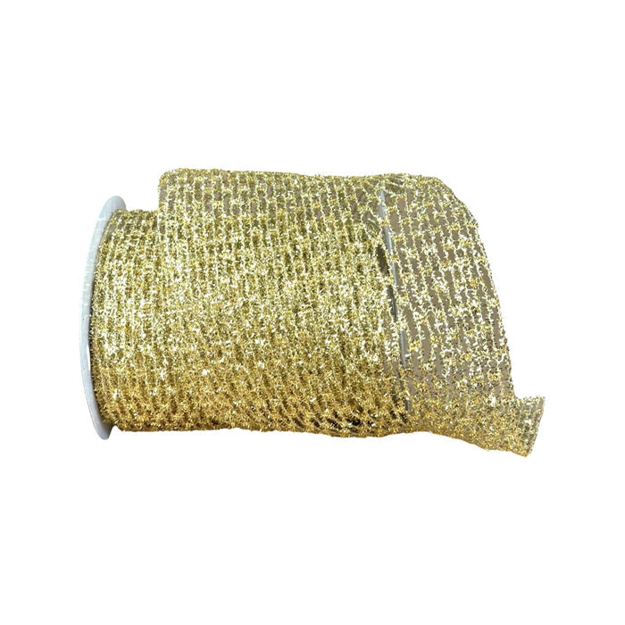 Gold Christmas Diamonds Ribbon 6"X10YD