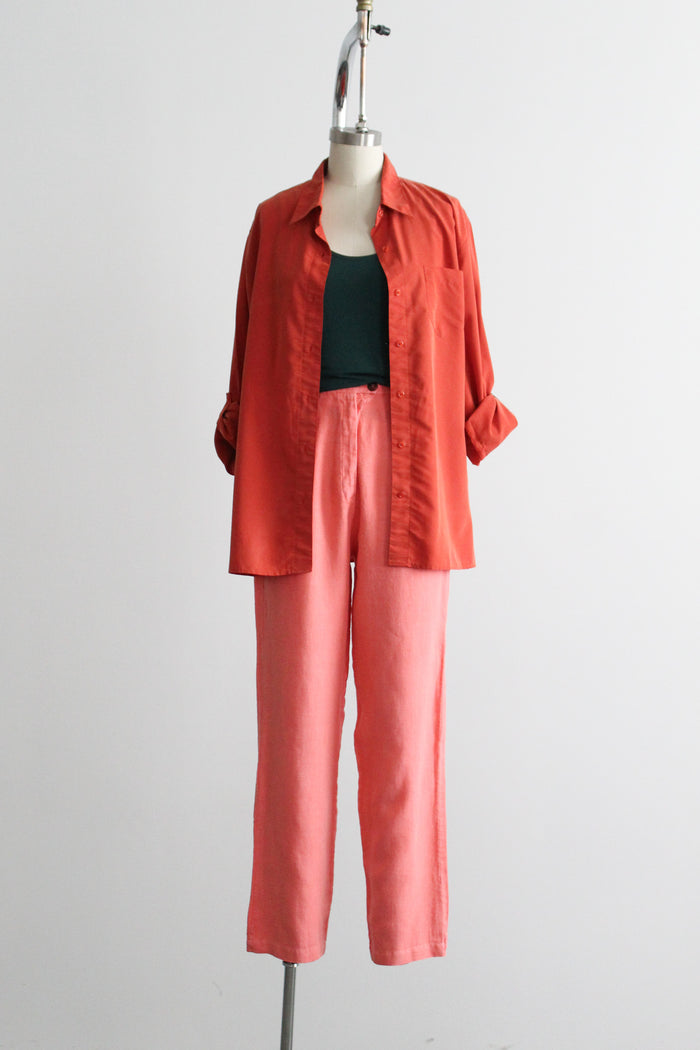 grapefruit linen trousers