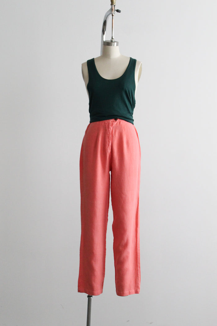 grapefruit linen trousers