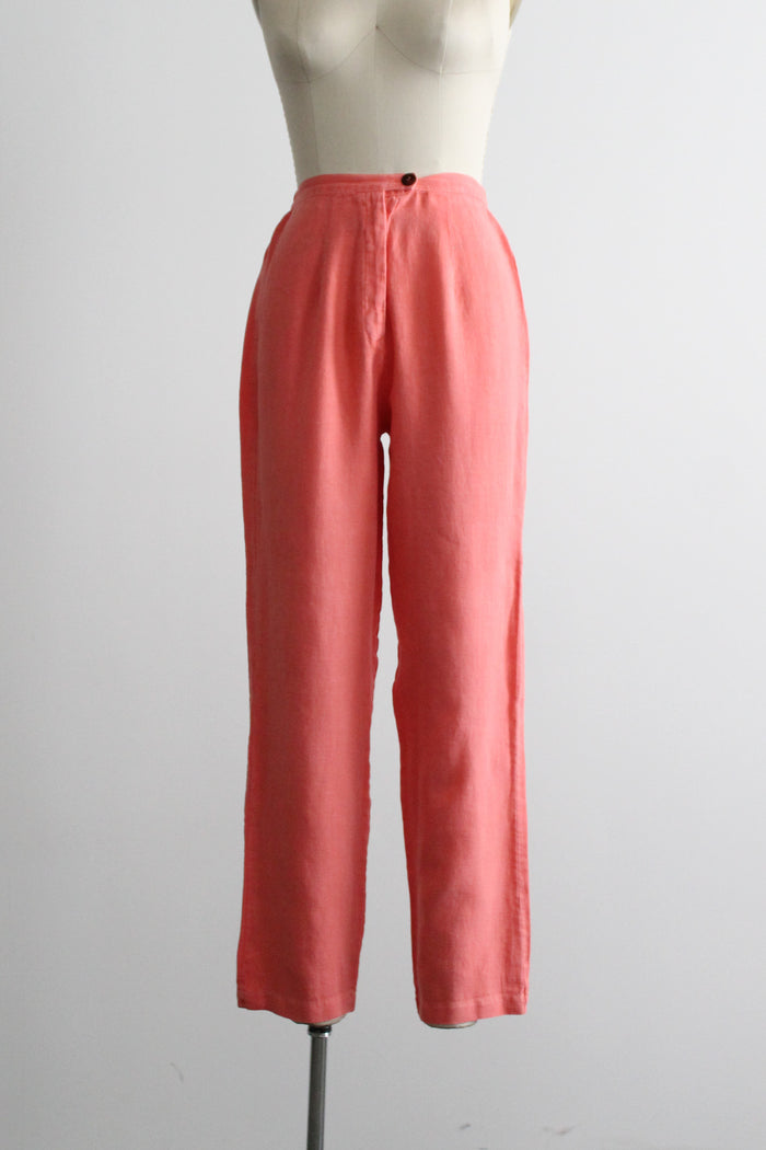 grapefruit linen trousers