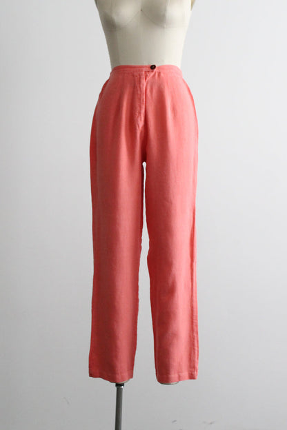 grapefruit linen trousers