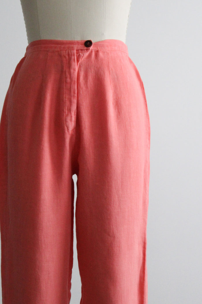 grapefruit linen trousers