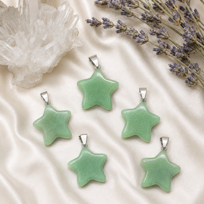 Green Aventurine  Star Pendant Necklace – Natural Crystal Gemstone Jewelry