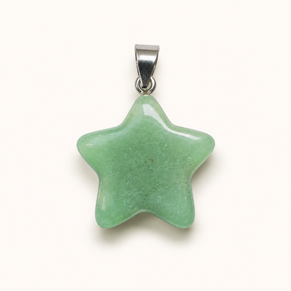 Green Aventurine  Star Pendant Necklace – Natural Crystal Gemstone Jewelry