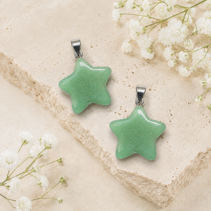 Green Aventurine  Star Pendant Necklace – Natural Crystal Gemstone Jewelry