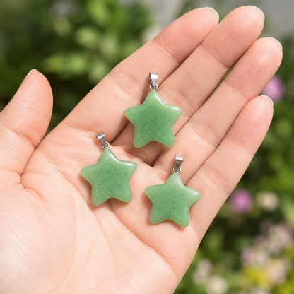 Green Aventurine  Star Pendant Necklace – Natural Crystal Gemstone Jewelry