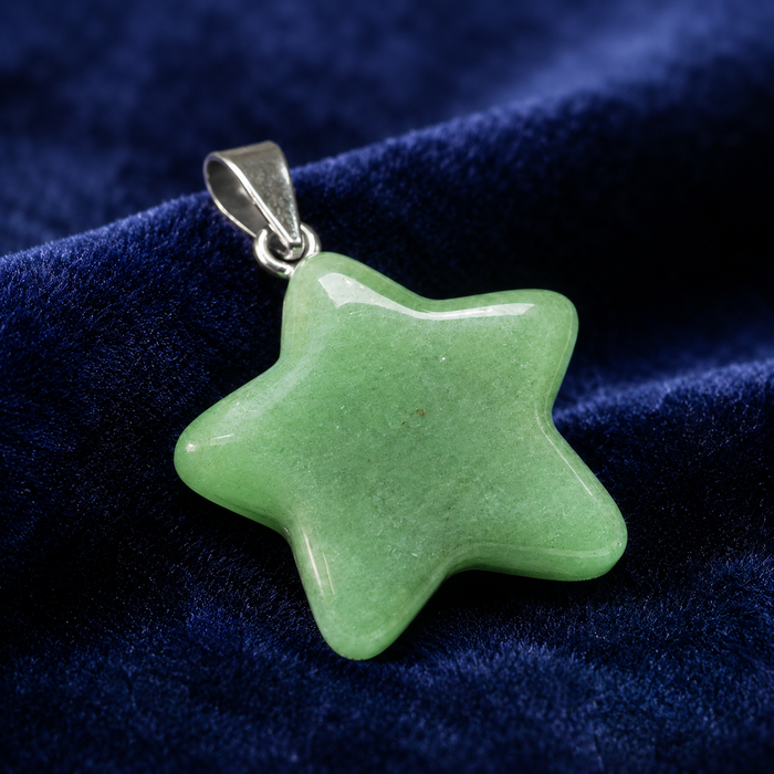 Green Aventurine  Star Pendant Necklace – Natural Crystal Gemstone Jewelry
