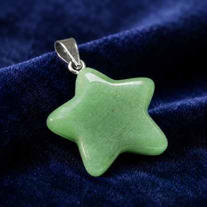 Green Aventurine  Star Pendant Necklace – Natural Crystal Gemstone Jewelry