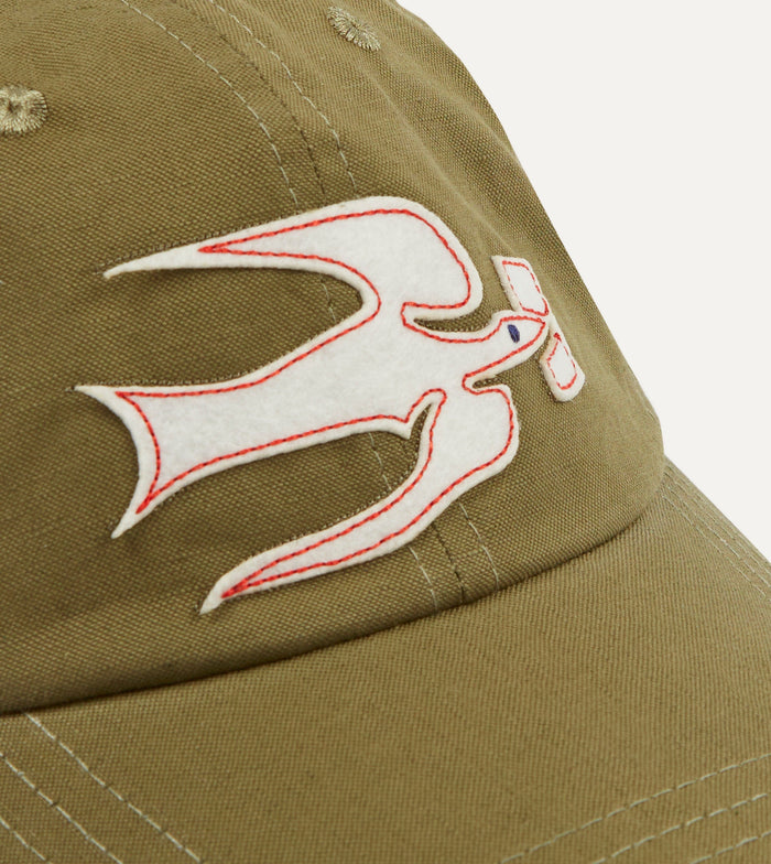 Green Pigeon AppliquÃ© Emblem Cotton-Linen Baseball Cap
