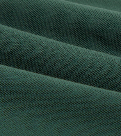 Green Pique Cotton Long-Sleeve Polo Shirt