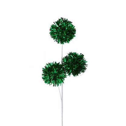 Green Tinsel Ball Spray