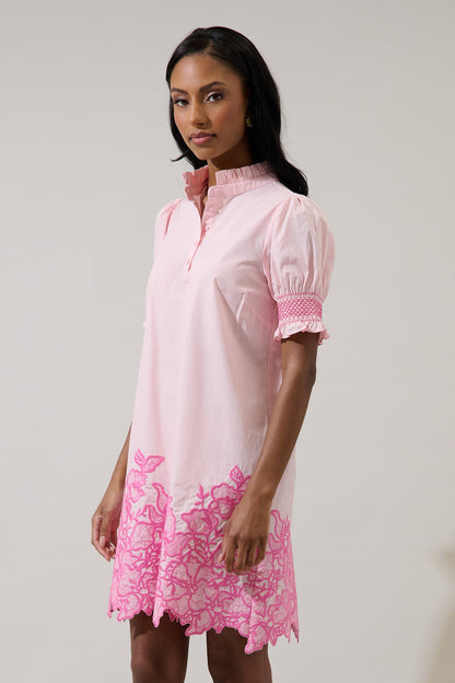 Hansie Embroidered Shift Mini Dress