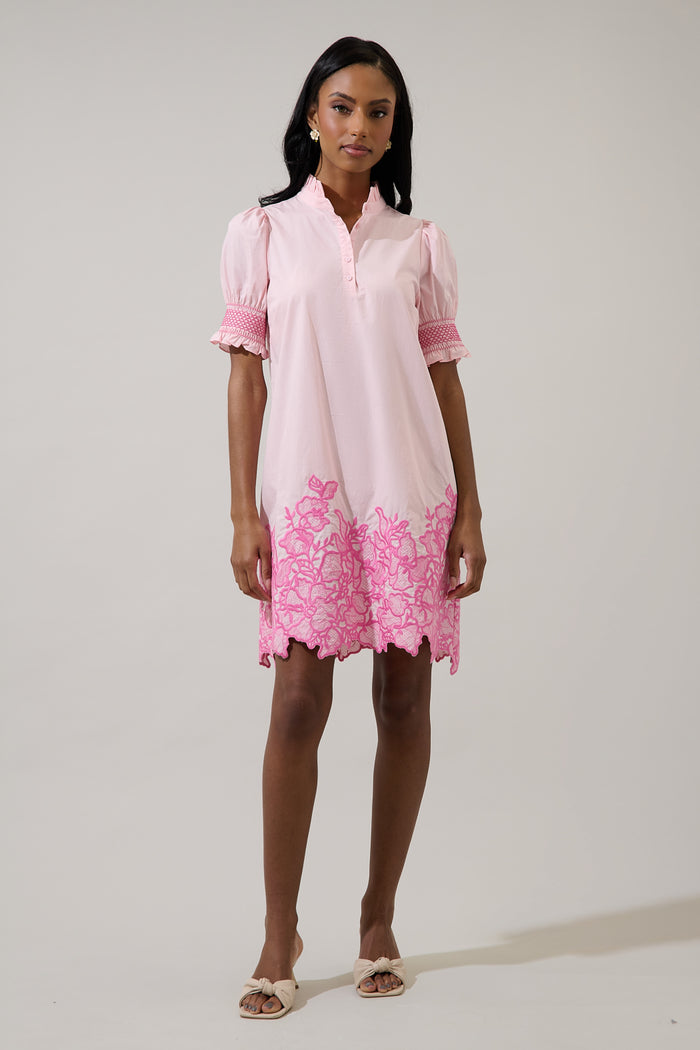 Hansie Embroidered Shift Mini Dress