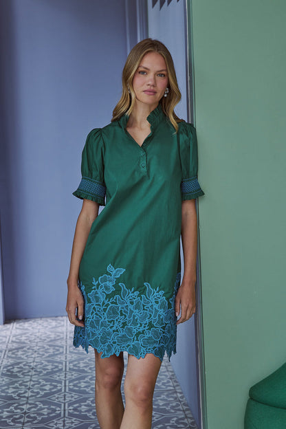 Hansie Embroidered Shift Mini Dress