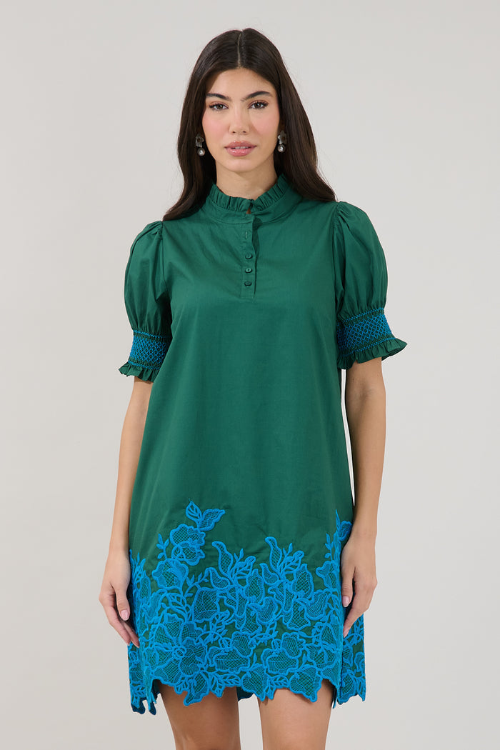 Hansie Embroidered Shift Mini Dress