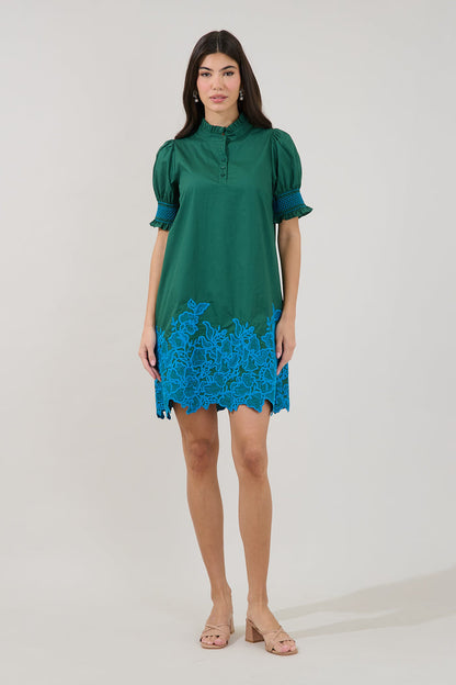 Hansie Embroidered Shift Mini Dress