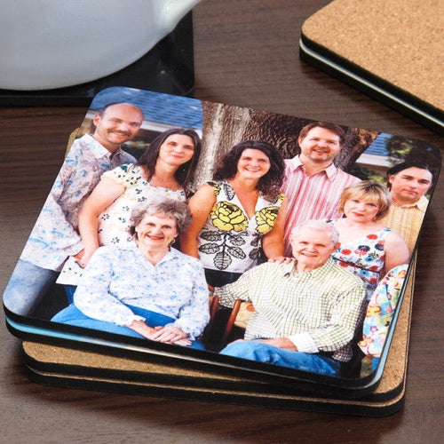 Hardboard Cork Back Square Coaster Set People