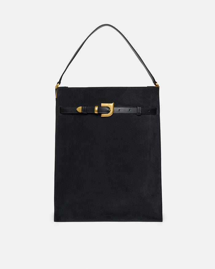 Harmonica Maxi - Suede bag - Black