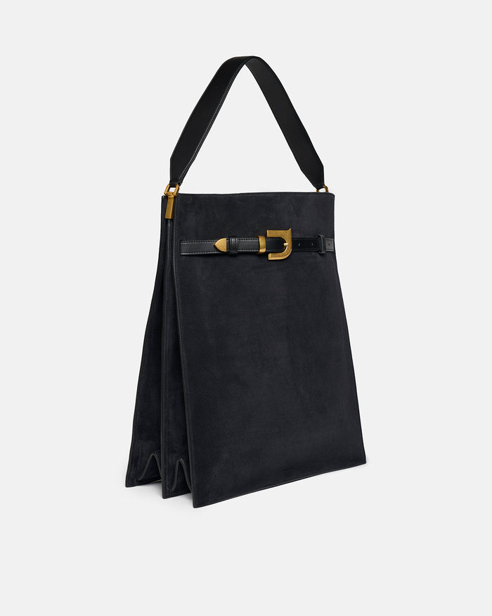 Harmonica Maxi - Suede bag - Black