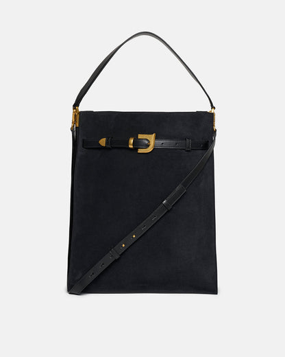Harmonica Maxi - Suede bag - Black