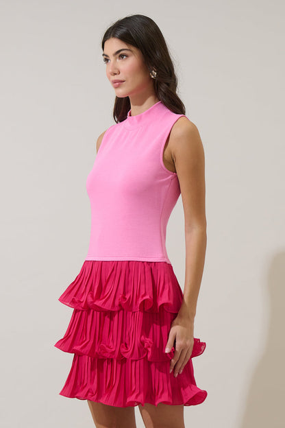 Haydri Color Block Pleated Mini Dress