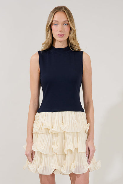 Haydri Color Block Pleated Mini Dress