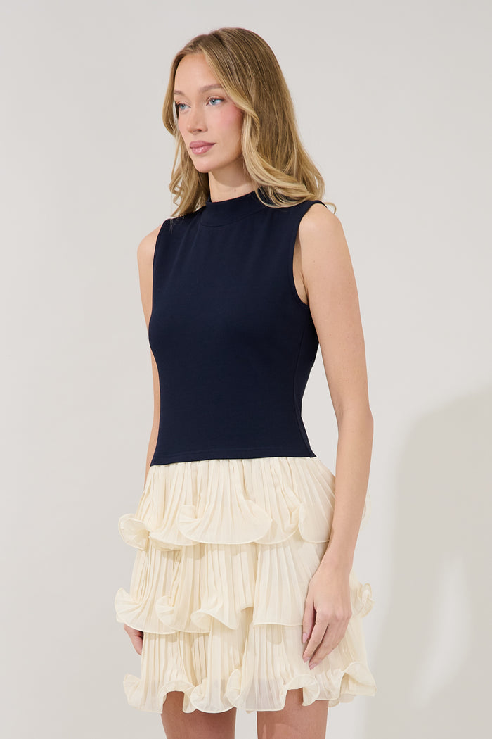 Haydri Color Block Pleated Mini Dress