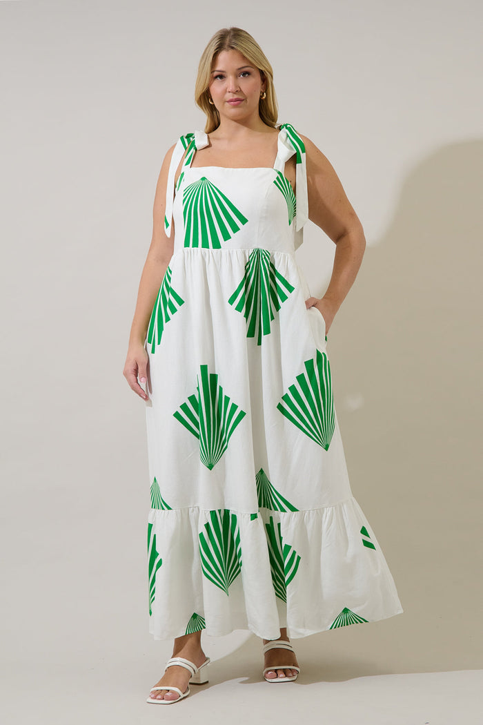 Hendy Shoulder Tie Maxi Dress Fan Breeze Curve