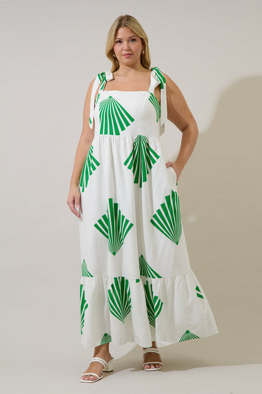 Hendy Shoulder Tie Maxi Dress Fan Breeze Curve