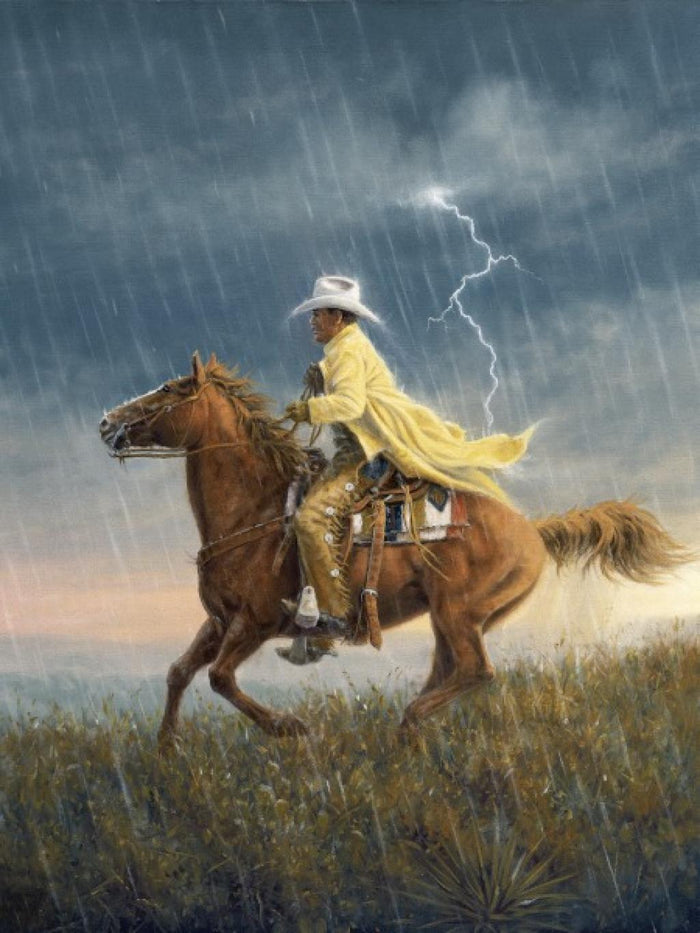Here Comes the Rain Cowboy Western Art Prints by Jack Terry