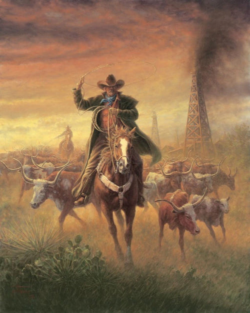 Jack Terry Heroes and Legends Cowboy Western Longhorn Cattle Art Prints
