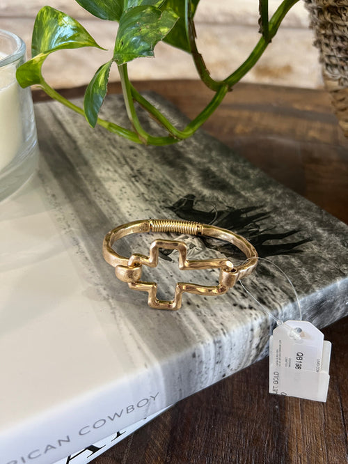 HINGED CROSS BRACELET, GOLD