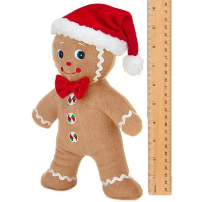 Holiday Plush Stuffed Gingerbread Man Jolly Ginger Measuring Vertically