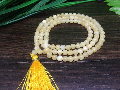 Honey Calcite Gemstone Mala, 108 Prayer Bead Mala