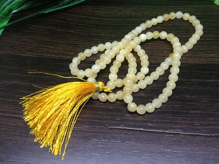Honey Calcite Gemstone Mala, 108 Prayer Bead Mala