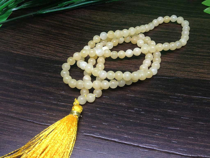 Honey Calcite Gemstone Mala, 108 Prayer Bead Mala