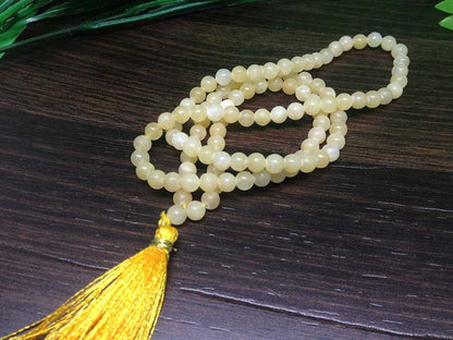 Honey Calcite Gemstone Mala, 108 Prayer Bead Mala
