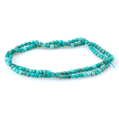This is a Dakota Stones 3mm Hubei Turquoise Green Gemstone strand with table-cut cube beads in 15-16 inch strand.