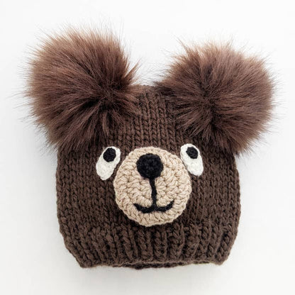 Huggalugs Knit Beanie in Brown Bear
