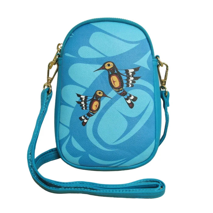 Hummingbird Phone Bag with Indigenous design artwork