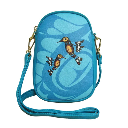 Hummingbird Phone Bag with Indigenous design artwork