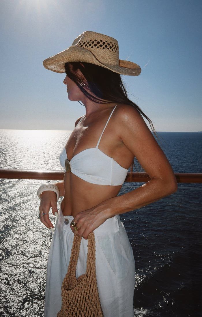 Ibiza Top ~ White with Gold Seashell